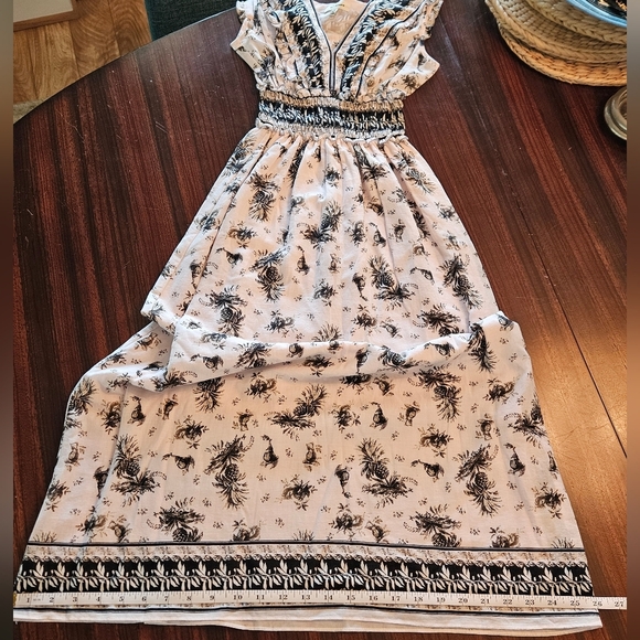 Max Studio Black White Floral Ruffle Strap Sleeveless Maxi Dress  XS NWOT - Picture 14 of 15